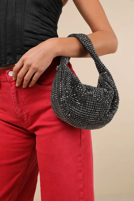 Magnetic Glow Black Rhinestone Handbag sold by Lulus