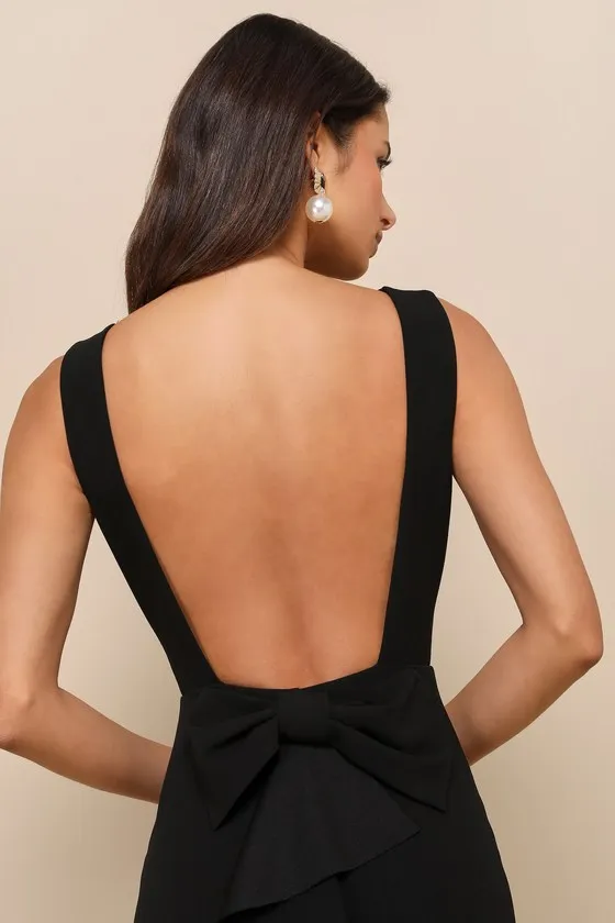Exquisite Refinement Black Backless Bow Ruffled Maxi Dress sold by Lulus product image thumbnail 4
