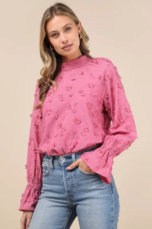 Charismatic Romantic Pink Embroidered Top sold by Lulus