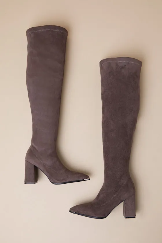 Bellwood Charcoal Suede Pointed-Toe Over-the-Knee Boots sold by Lulus product image thumbnail 4