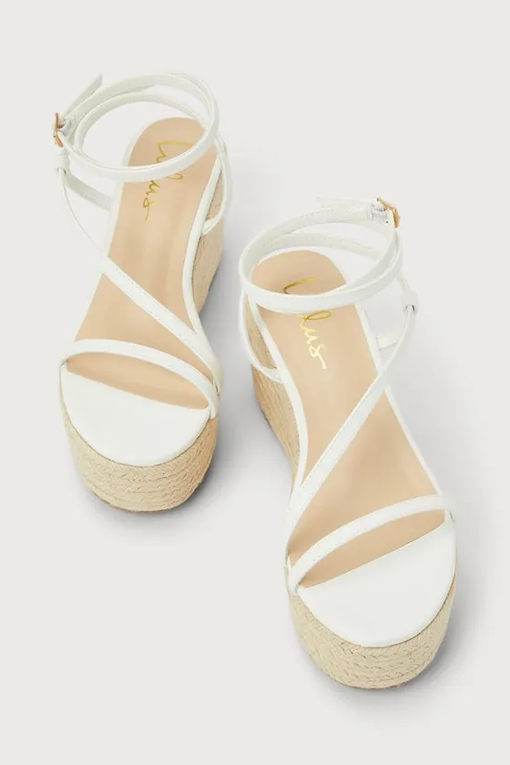 Manola White Ankle Strap Espadrille Wedges sold by Lulus product image thumbnail 3