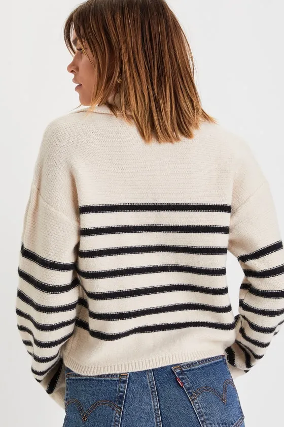 Timeless Energy Ivory Striped Collared Pullover Sweater sold by Lulus product image thumbnail 2