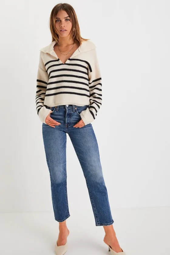 Timeless Energy Ivory Striped Collared Pullover Sweater sold by Lulus product image thumbnail 3