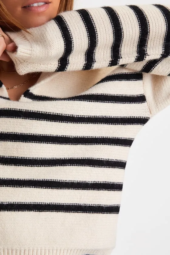 Timeless Energy Ivory Striped Collared Pullover Sweater sold by Lulus product image thumbnail 4