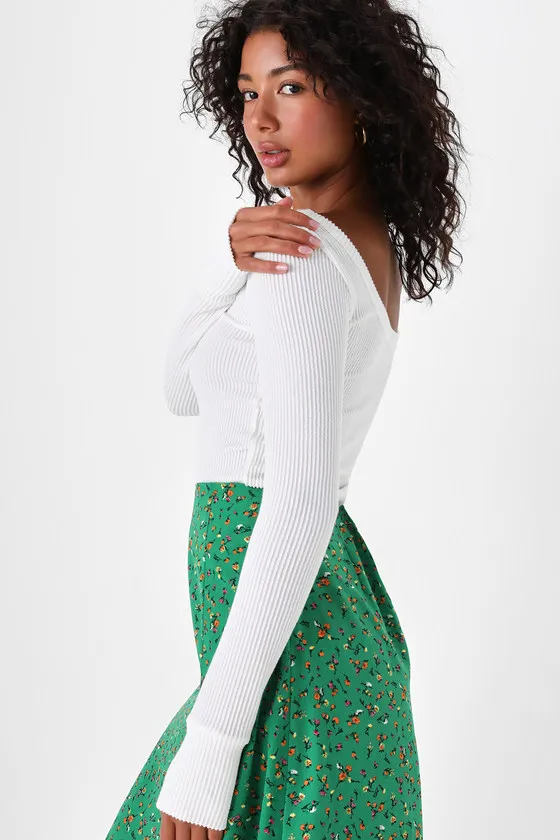 Perfectly Mine Ivory Ribbed Long Sleeve Top sold by Lulus product image thumbnail 2