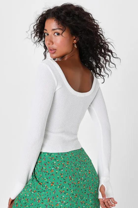 Perfectly Mine Ivory Ribbed Long Sleeve Top sold by Lulus product image thumbnail 4