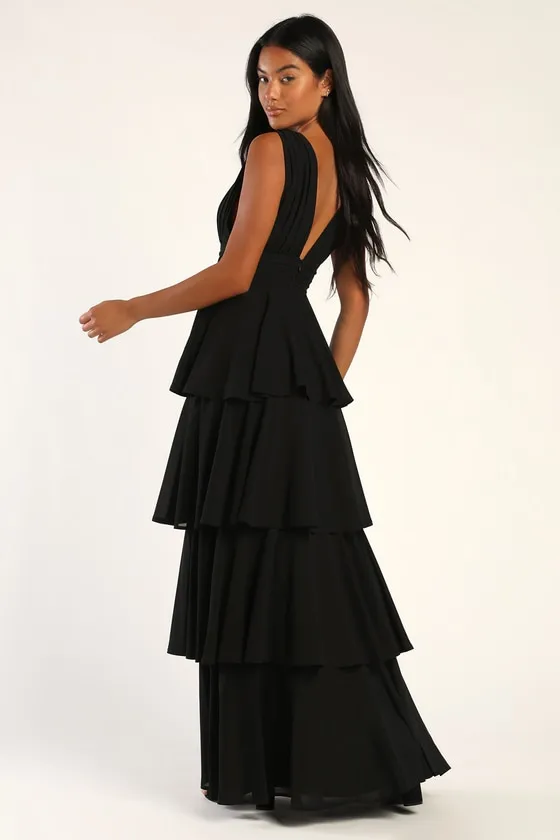 Amazing Evening Black Tiered Maxi Dress sold by Lulus product image thumbnail 2
