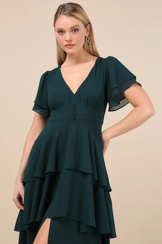 Midnight Mood Emerald Green Tiered Maxi Dress sold by Lulus product image thumbnail 2