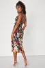 Unique Impression Black 3D Floral Embroidered Halter Midi Dress sold by Lulus