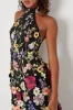 Unique Impression Black 3D Floral Embroidered Halter Midi Dress sold by Lulus