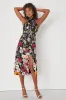 Unique Impression Black 3D Floral Embroidered Halter Midi Dress sold by Lulus