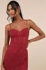 Found Your Love Wine Red Lace Sleeveless Trumpet Midi Dress sold by Lulus