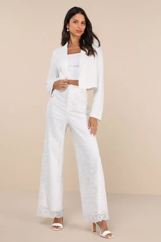 Elegant Pursuit Ivory Lace Collared Cropped Blazer sold by Lulus product image thumbnail 2