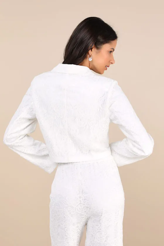 Elegant Pursuit Ivory Lace Collared Cropped Blazer sold by Lulus product image thumbnail 3