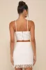Sweetly Elite Ivory Tweed Pearl Fringe High-Rise Mini Skirt sold by Lulus