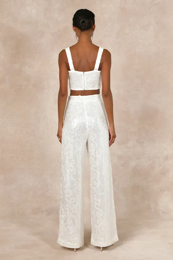 Divine Presence White Sequin Sleeveless Two-Piece Jumpsuit sold by Lulus product image thumbnail 4