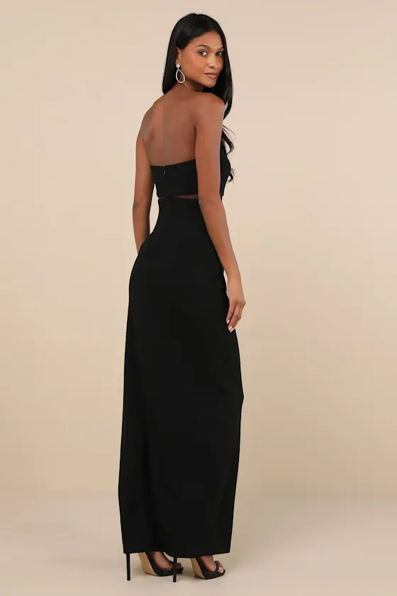 Enticing Silhouette Black Mesh Strapless Maxi Dress sold by Lulus product image thumbnail 2