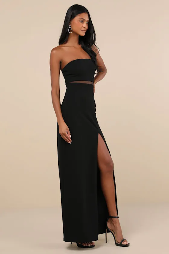 Enticing Silhouette Black Mesh Strapless Maxi Dress sold by Lulus product image thumbnail 3