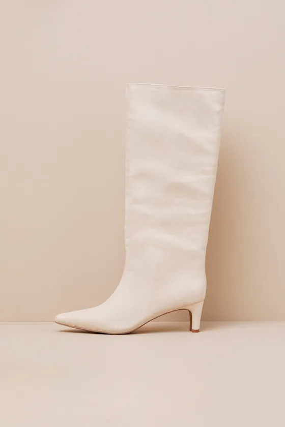 Veronna Light Nude Suede Pointed-Toe Knee-High Boots sold by Lulus product image thumbnail 4