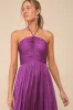 Pleasing Chicness Purple Satin Halter Tiered Midi Dress sold by Lulus