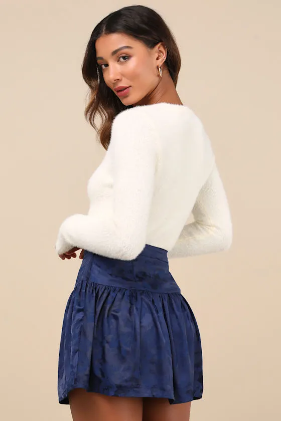 Sensational Approach Navy Blue Satin Jacquard Mini Skirt sold by Lulus product image thumbnail 2