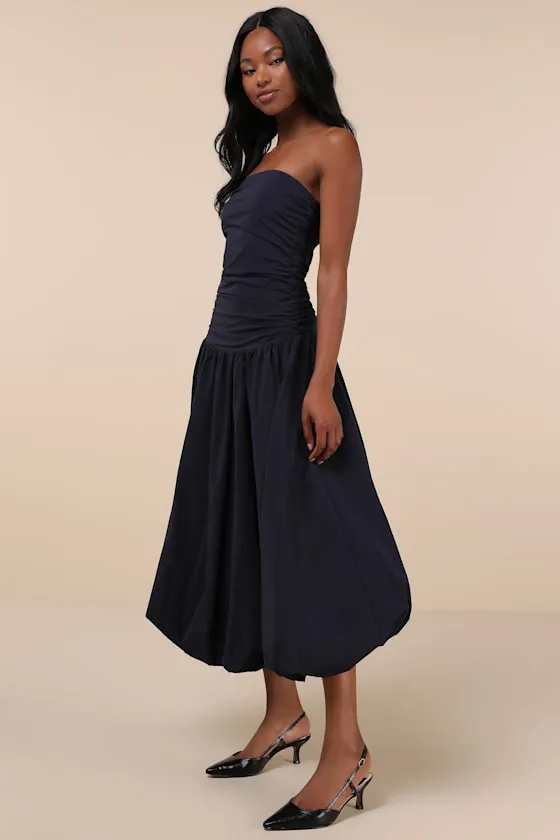Caggie Navy Strapless Drop Waist Midi Dress sold by Lulus product image thumbnail 2