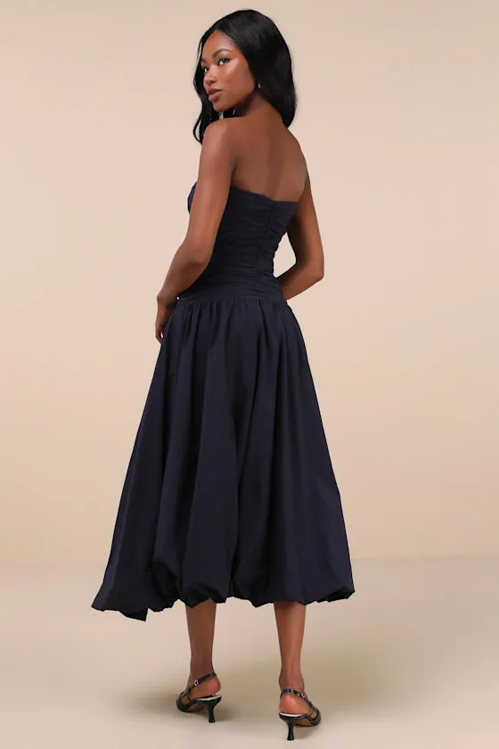 Caggie Navy Strapless Drop Waist Midi Dress sold by Lulus product image thumbnail 3