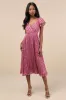 Standout Sophistication Mauve Lurex Flutter Sleeve Midi Dress sold by Lulus