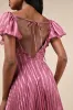 Standout Sophistication Mauve Lurex Flutter Sleeve Midi Dress sold by Lulus