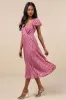 Standout Sophistication Mauve Lurex Flutter Sleeve Midi Dress sold by Lulus