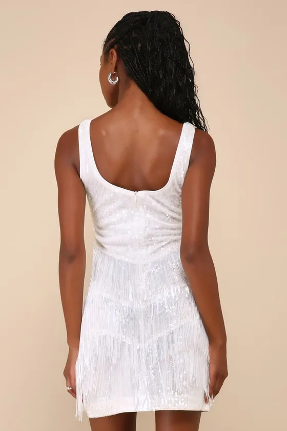 Limelight Love White Sequin Fringe Bodycon Mini Dress sold by Lulus product image thumbnail 3