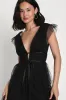 I'm All Yours Black Tulle Ruffled Maxi Dress sold by Lulus