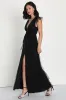 I'm All Yours Black Tulle Ruffled Maxi Dress sold by Lulus