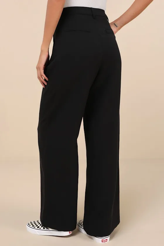 Composed Moment Black High-Rise Wide-Leg Trouser Pants sold by Lulus product image thumbnail 3