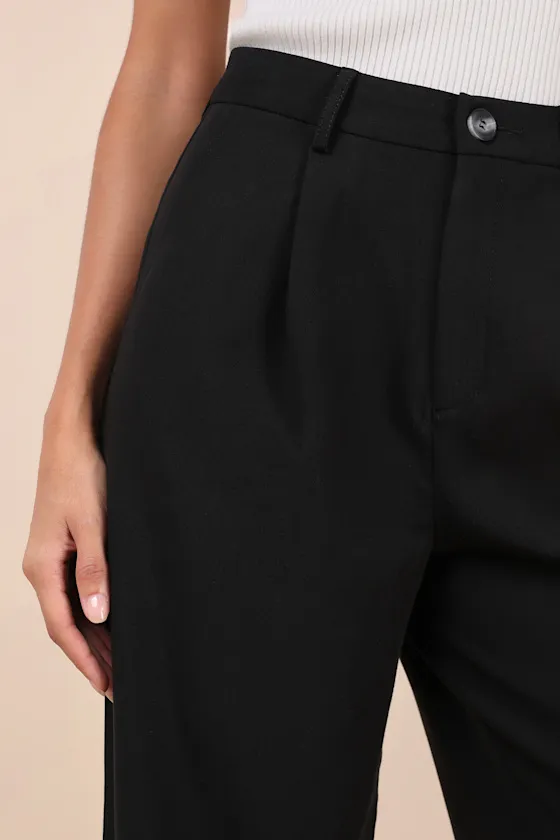 Composed Moment Black High-Rise Wide-Leg Trouser Pants sold by Lulus product image thumbnail 4