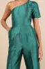 Divine Dream Emerald Satin One-Shoulder Culotte Jumpsuit sold by Lulus