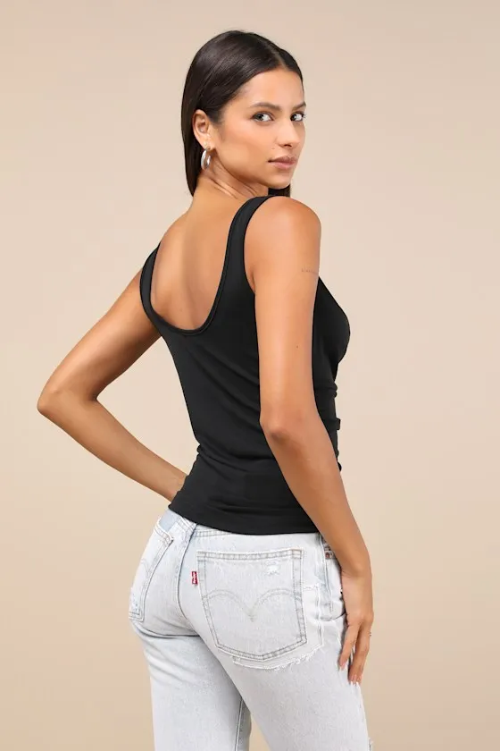 Admired Style Black Ruched Cowl Neck Tank Top sold by Lulus product image thumbnail 2