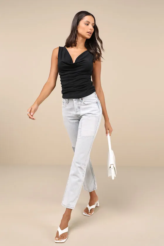 Admired Style Black Ruched Cowl Neck Tank Top sold by Lulus product image thumbnail 3