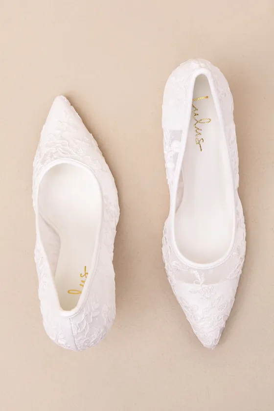 Millie Rose White Mesh Pointed-Toe Pumps sold by Lulus product image thumbnail 2