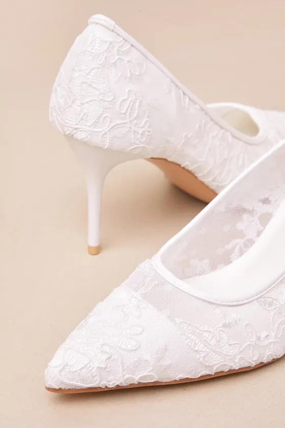 Millie Rose White Mesh Pointed-Toe Pumps sold by Lulus product image thumbnail 3