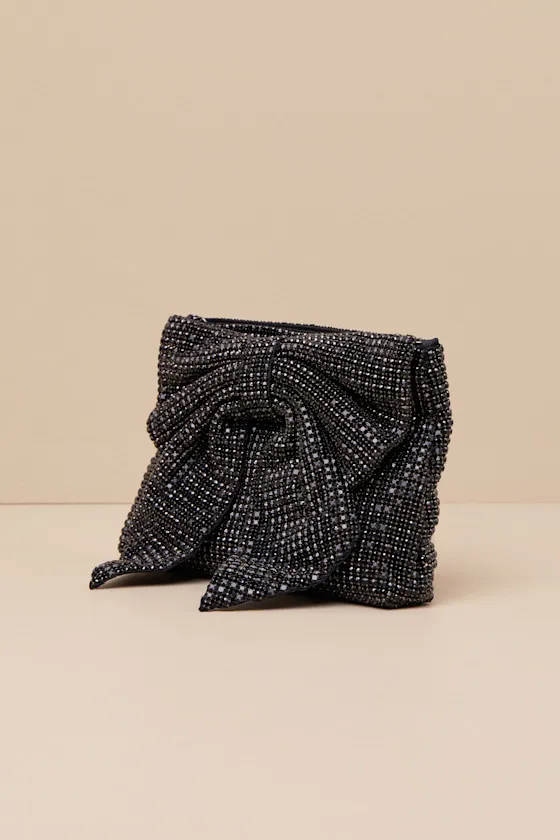 Isabella Black Rhinestone Bow Clutch sold by Lulus product image thumbnail 2