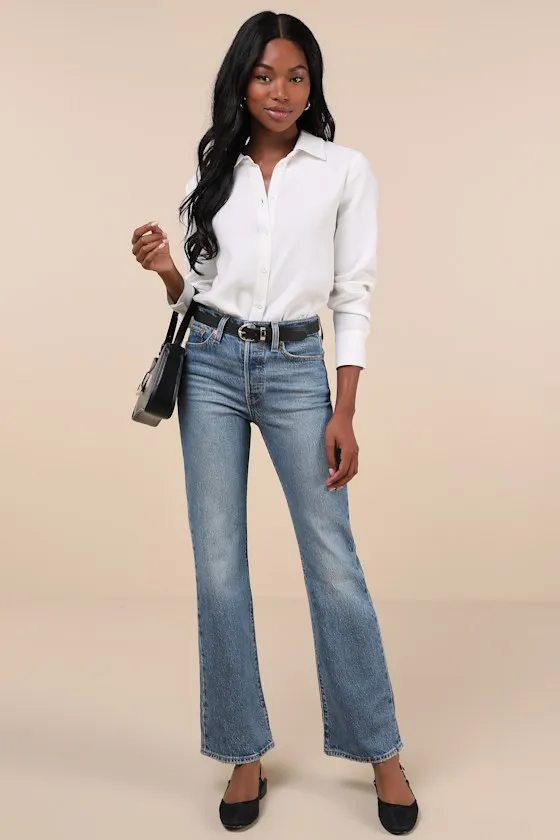 Wedgie Bootcut Medium Wash High-Rise Denim Jeans sold by Lulus