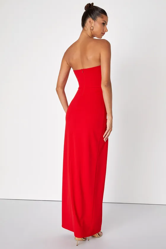 Dedicated to Glamour Red Strapless Maxi Dress sold by Lulus product image thumbnail 2