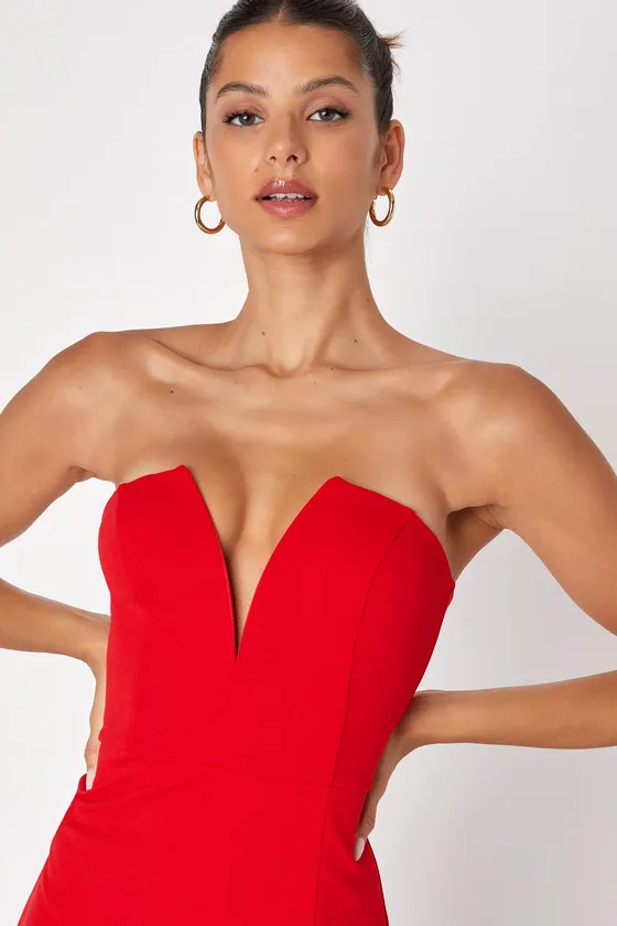 Dedicated to Glamour Red Strapless Maxi Dress sold by Lulus product image thumbnail 3