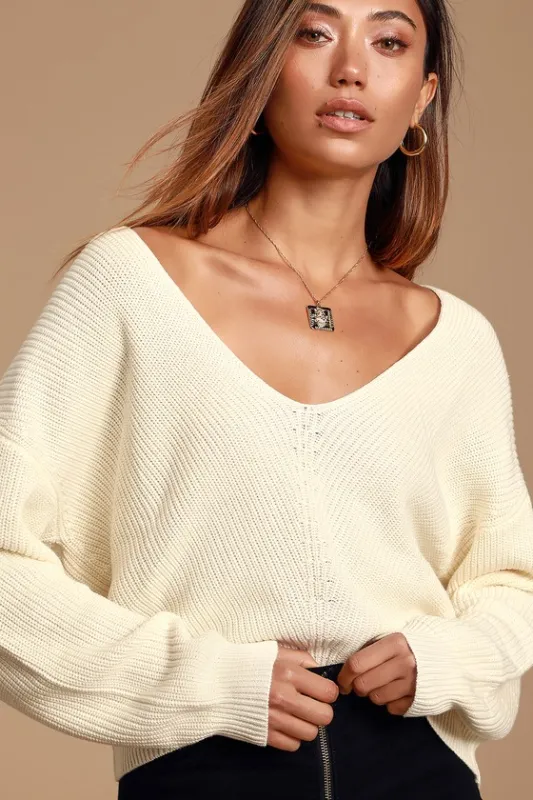 Feel it Still Ivory Knit Sweater sold by Lulus