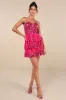 Spectacular Party Magenta Sequin Tiered Lace-Up Mini Dress sold by Lulus