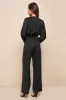 Trendsetting Direction Black Satin Tie-Front Wide-Leg Jumpsuit sold by Lulus