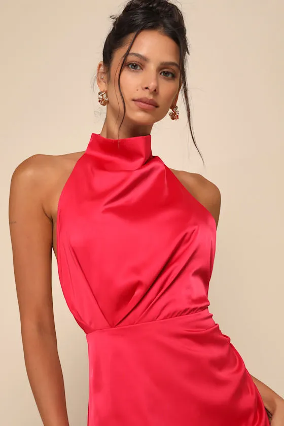 Gorgeous Season Bright Red Satin Backless Midi Dress sold by Lulus product image thumbnail 3