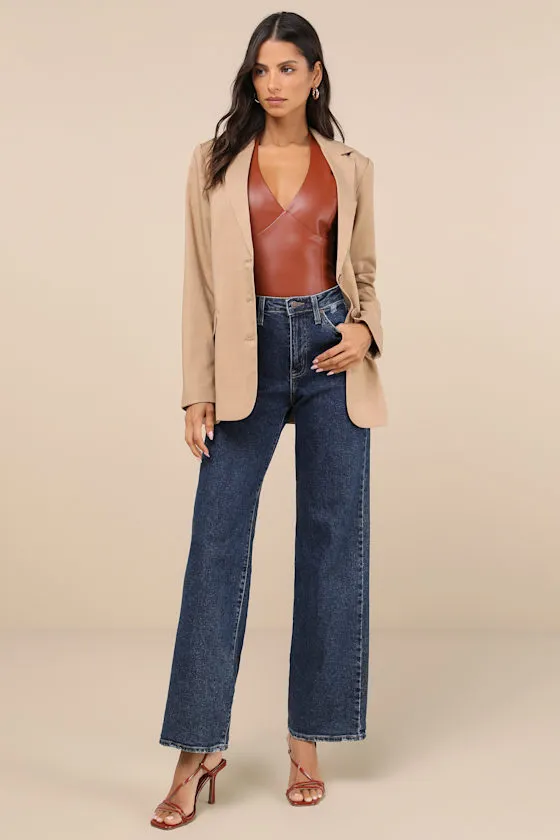 Sleek Outing Light Brown Vegan Leather Seamed Halter Top sold by Lulus product image thumbnail 2