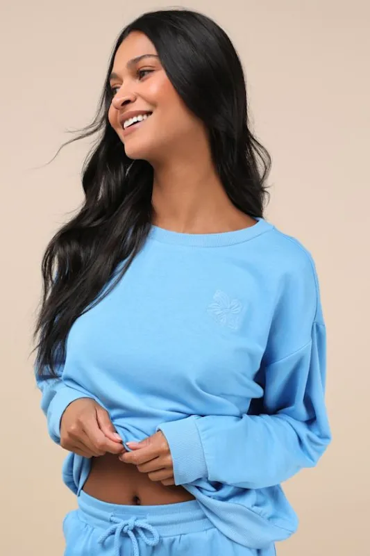 Surfing By Moonlight Blue Pullover Sweater sold by Lulus